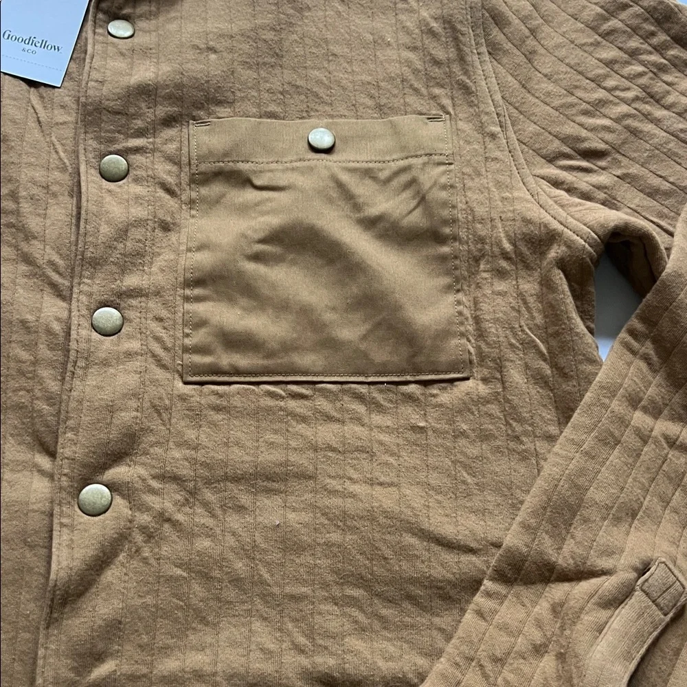 Goodfellow 100% Cotton Outer Quilted Knit Shirt Jacket, Recycled Brown S New